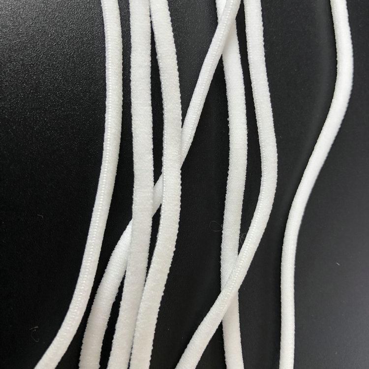 Flat White Earloop for Plastic Face Mask Consumables with Good Elasticity Soft Clean Polyester Spandex