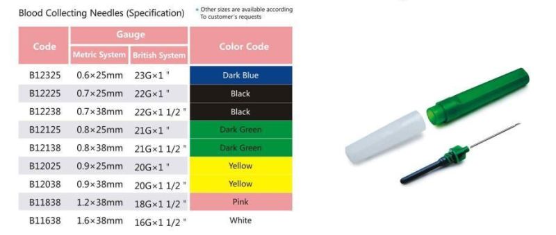 Medical Disposable Blood Collection Needle, Transparent Type Blood Colleacting Needle 22g X 1′ ′