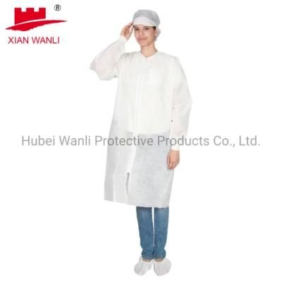 Disposable Lab Coats with Snap Button Nonwoven Lab Coats Visitor Coats