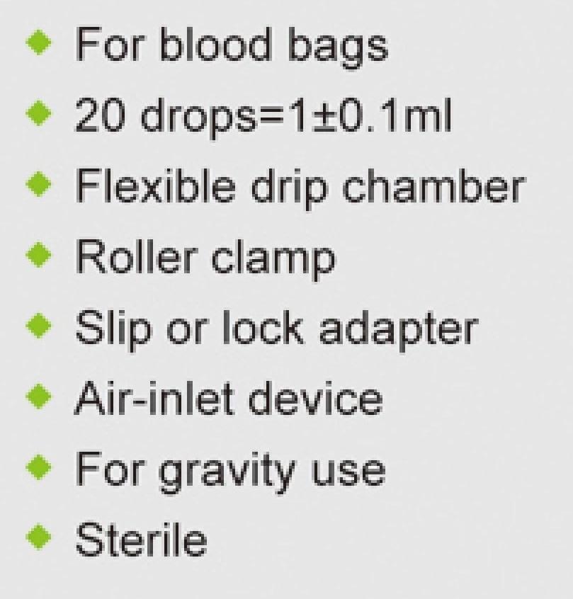 Medical Disposable Blood Transfusion Set, High-Quality Sterile, IV/Giving Set Drip Chamber with Filter, with/Without Needle