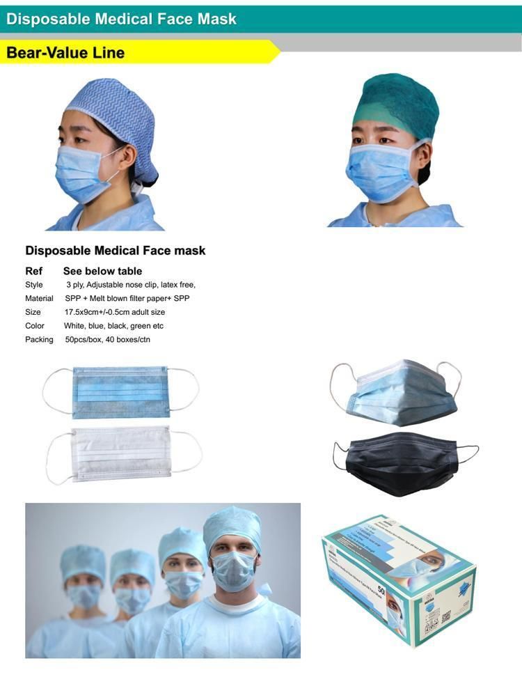 Type Iir Disposable Medical Non-Woven Face Mask with Ear Loop En14683
