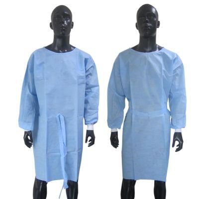 SMS Waterproof Blue Isolation Gown with Knitted Cuff