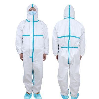 Protective Clothing Medical Suit Hazmat-Suit Non Breathable PPE Coverall Disposable White