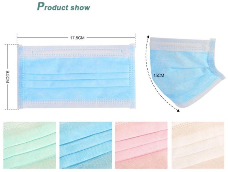 High Quality Disposable Non-Woven 3-Ply Face Mask with Earloop