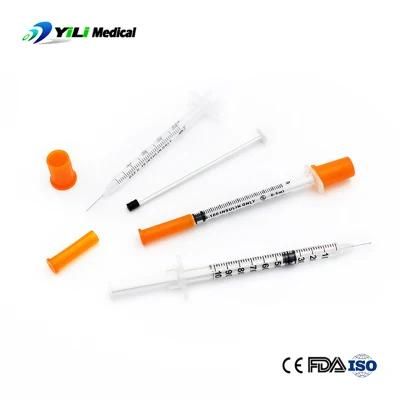 Disposable Medical 1 Ml 0.5 Ml Sterile Colored Insulin Syringe