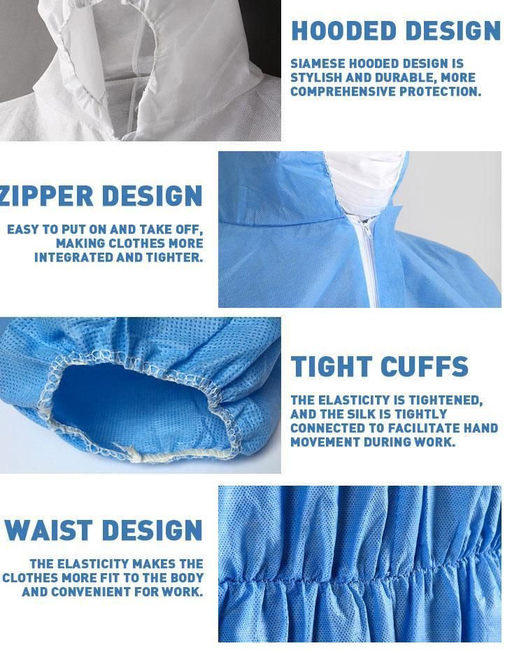 Nonwoven Disposable Protection Suits, Spp SMS Mf Coverall Suit for Industry