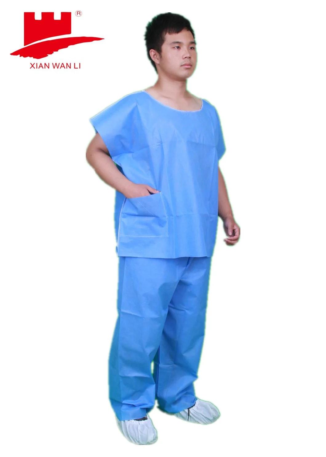 Disposable Biodegradable Medical Supplies SMS Patient Pajamas for Hospital