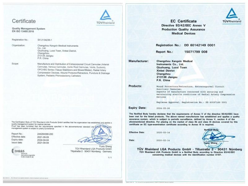 One Piece Arterial Cannula with CE Approved