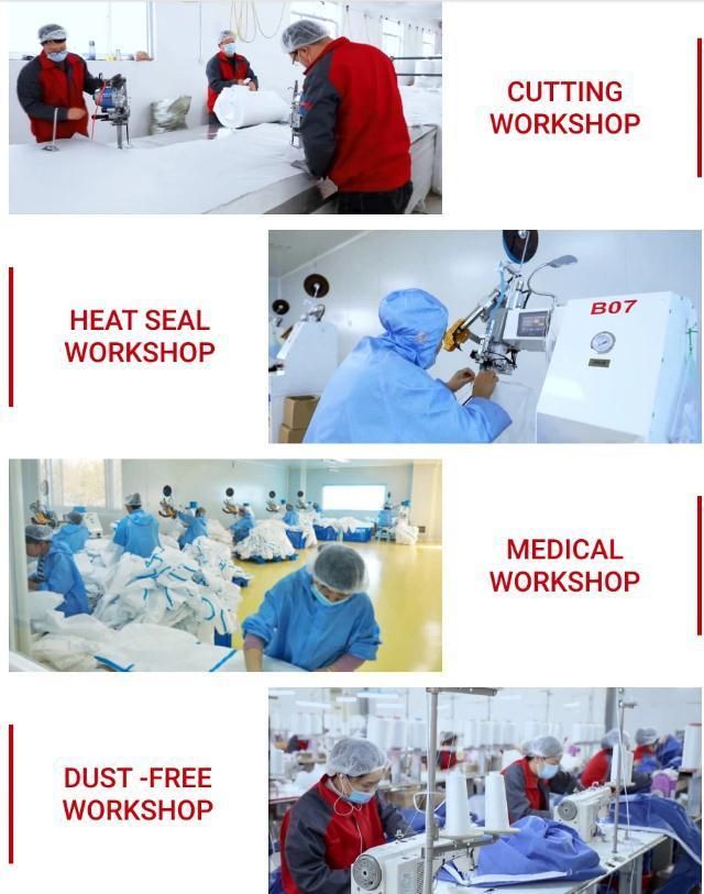 China Disposable Konzer 1 PCS/Bag, 50 Bags/Carton Industrial Chemical Gown Surgical Protective Overalls