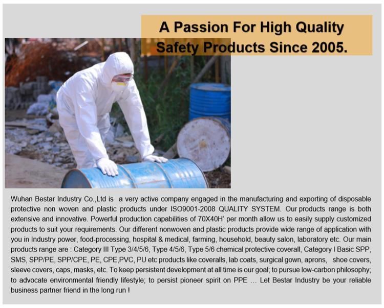 Type 3456 Safety Protecitve Clothing Waterproof for Petrochemicals Medical Mining Industry Use