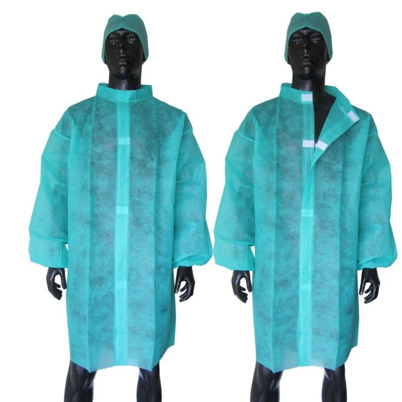 Hot Sale Disposable Lab Isolation Coat/Gown, Protective Nonwoven Visitor Gown