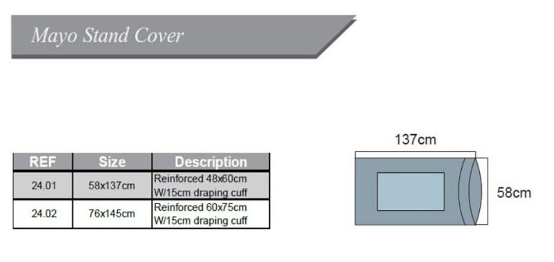 Topmed Universal Surgical Drape/Pack SMS/PP+PE Mayo Table Cover