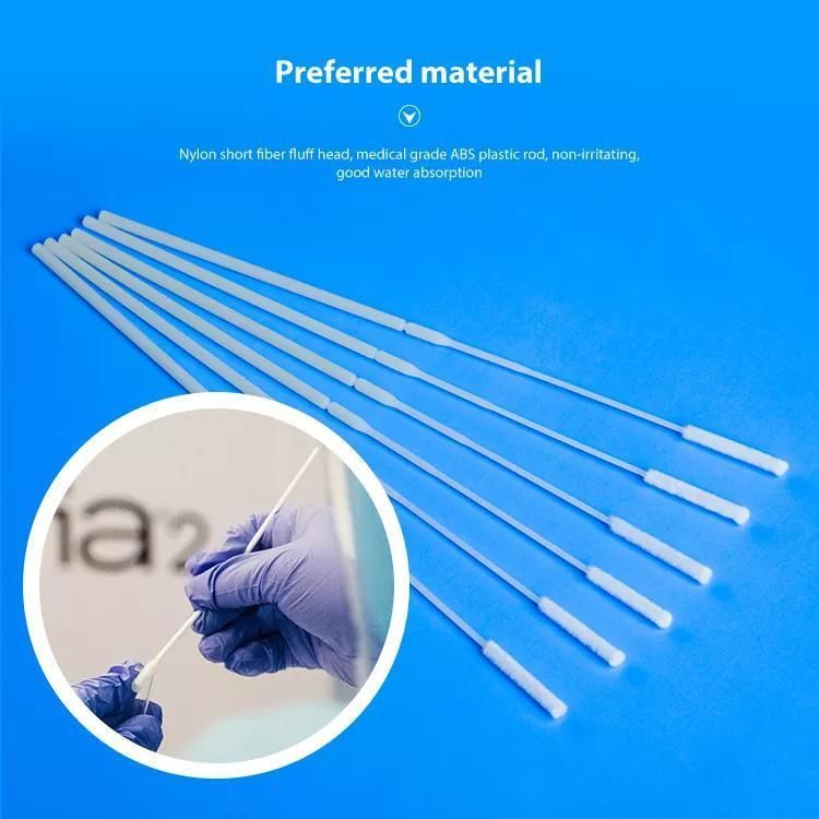 HD5 Medical Disposable Specimen Collection Sterile Nylon Flocked Nasopharyngeal Swab Throat Oral Nasal Swab with Certificates