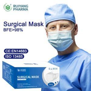 Ruiyang Pharma Ce En14683 Europe China Export White List Type Iir Bfe 98% Disposable Medical Surgical Face Mask