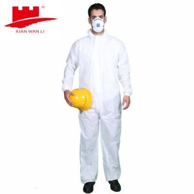 Type 5&6 Industry Safety Waterproof Workwear Chemical Protective Clothing White Microporous Suit Disposable Coveralls for Men