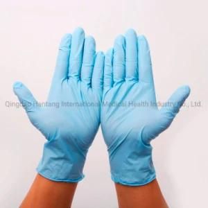 Blue Color Disposible Powder Free Nitrile Gloves