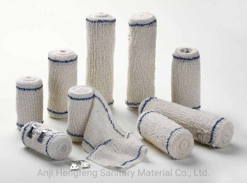 Mdr CE Approved Cleaning Resistant Red Line Elastic Crepe Bandage with Good Air Permeability