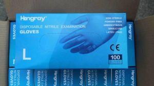 Blue Medical Examination Disposable Nitrile Gloves Powder Free Protective Glove