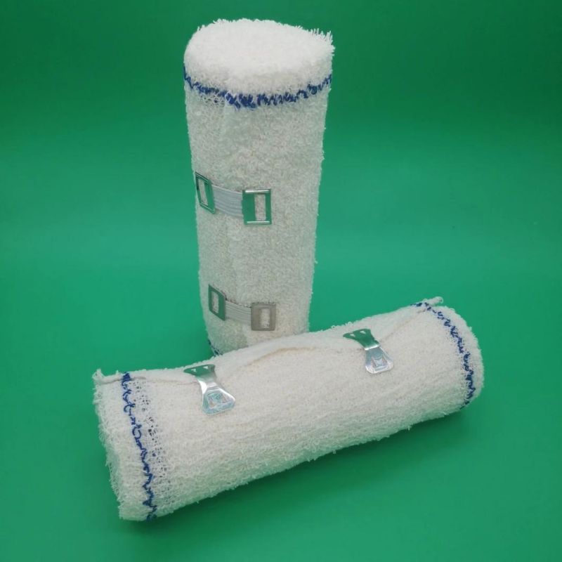 Medical Elastic Crepe Bandage Cotton with Metal Clip Fixing Supporting