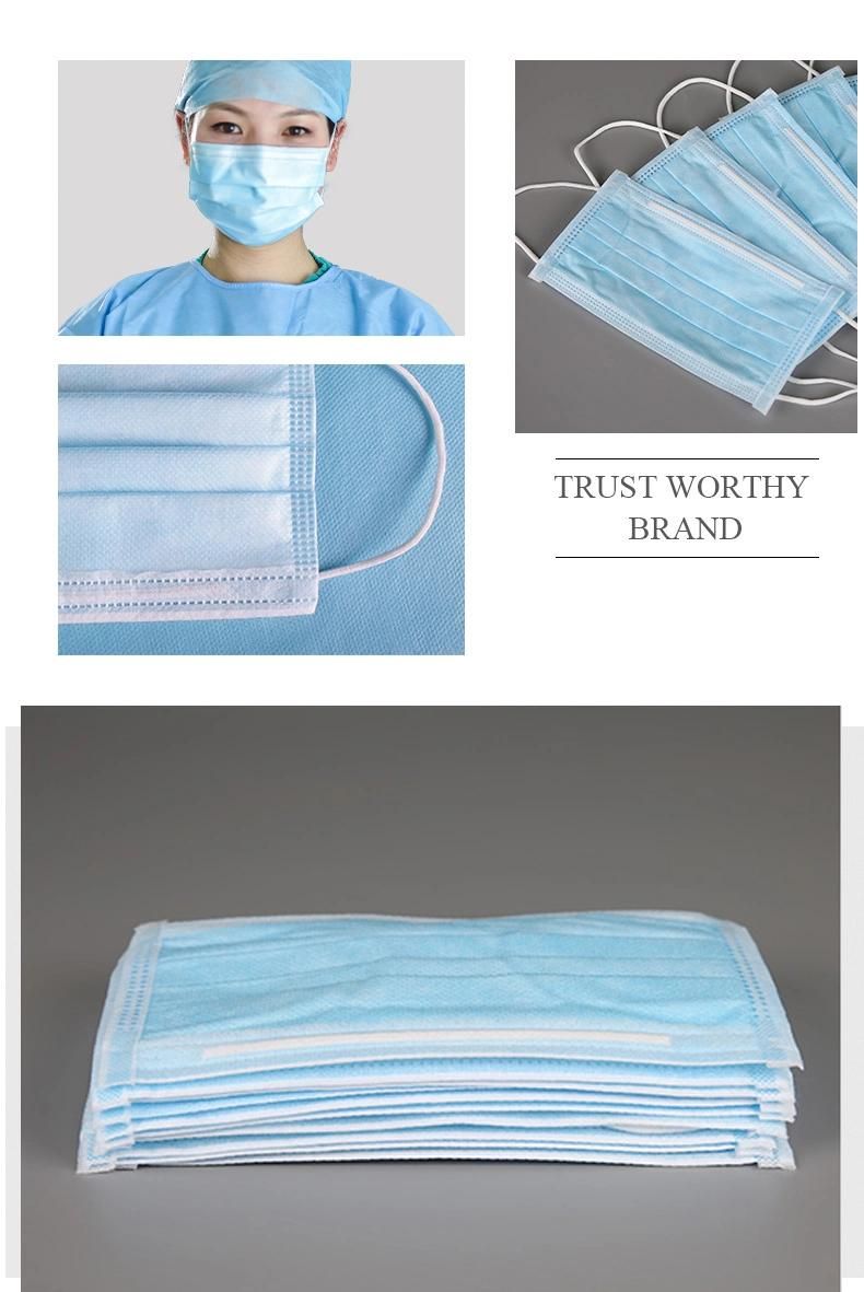Outdoor Protective Disposable Non Woven 3ply Face Mask