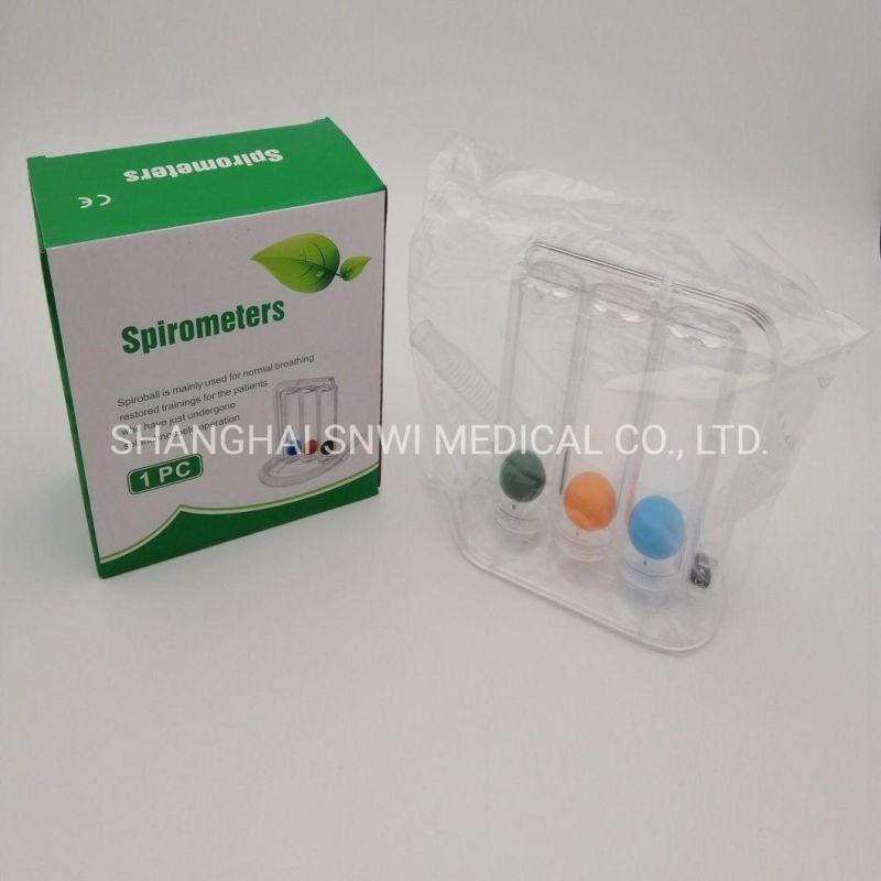 Medical Breathing Lung Exerciser Three Color Balls Portable Spirometer