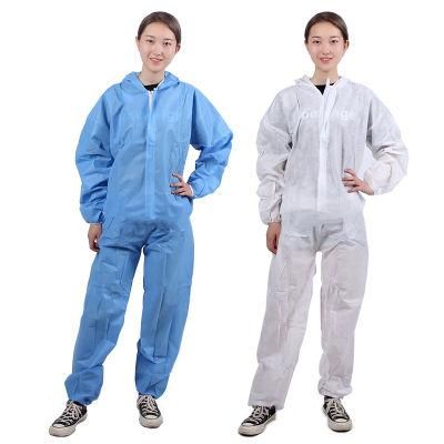 Type5/6 Customized Disposable Blue/White SMS Nonwoven Waterproof Coverall