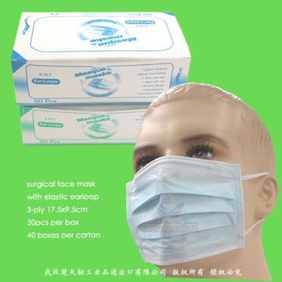 Nonwoven 3layer/Disposable PP Surgical Face Mask with 3ply