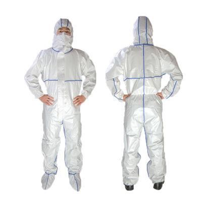 Medical Coverall in Stock PPE Disposable Chemical Suites Protective Suit Microporous Coverall