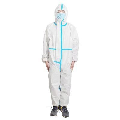 Disposable Medical Blue Sealled PPE Nonwoven Protective Coverall