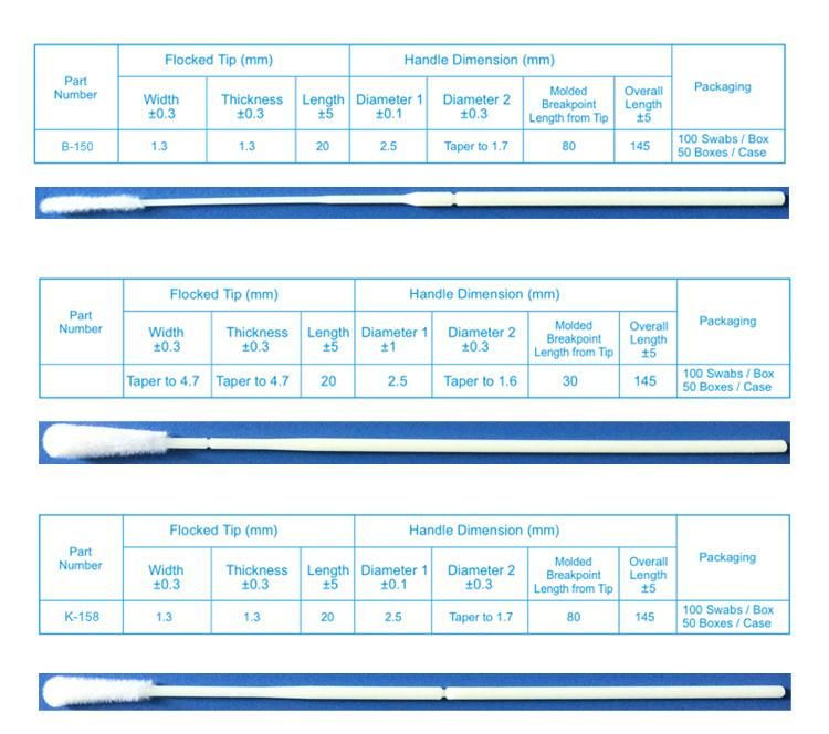 Disposable Sterile Sampling Nylon Flocked Nasopharyngeal Swabs for Nasal Sample Collection