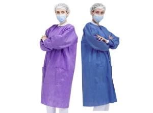 with Button and T Shirt Collar White PP Disposable Lab Coats Lab Gown