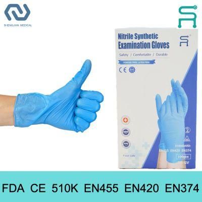 510K En455 Nitrile Gloves FDA CE Disposable Nitrile Blend Gloves