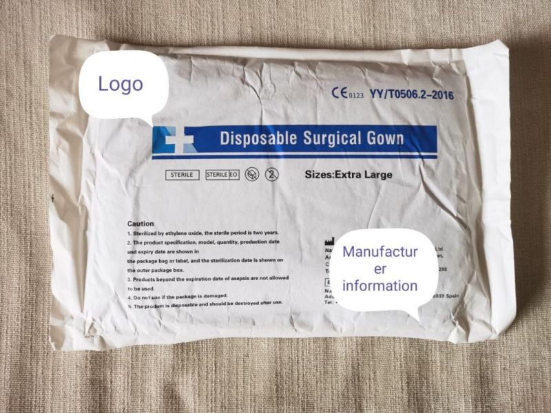 China Whitelisted Exporter Disposable SMS Non-Woven 45GSM Medical Operation Reinforced Surgical Gown with Medical Towels