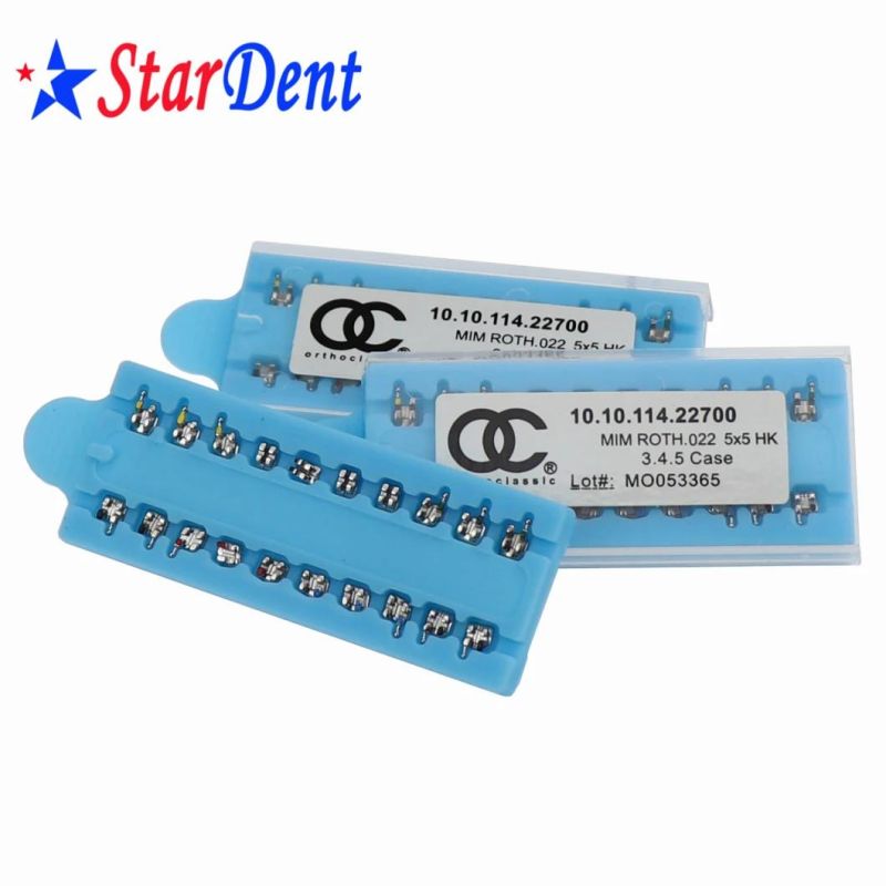 Dental Orthodontic Material Mesh/Momoblock Metal Brackets Mini Edgewise/Roth/Mbt 022/018 Slot with Hook