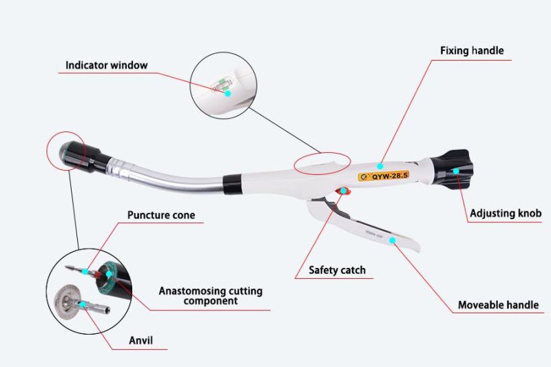 Medical Mechanical Sutures Disposable Curved Intraluminal Stapler for End-End or End-Side Surgery