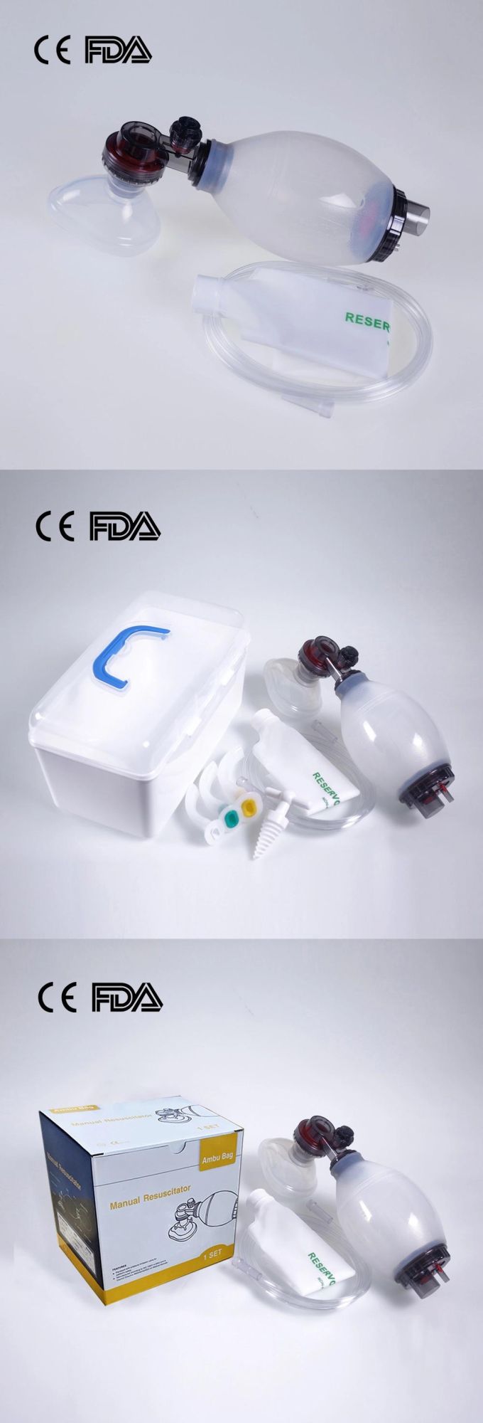 Reusable Silicone Ambu Bag Manual Resuscitator Factory with CE, FDA for Adult Pediatric Children Kids Size