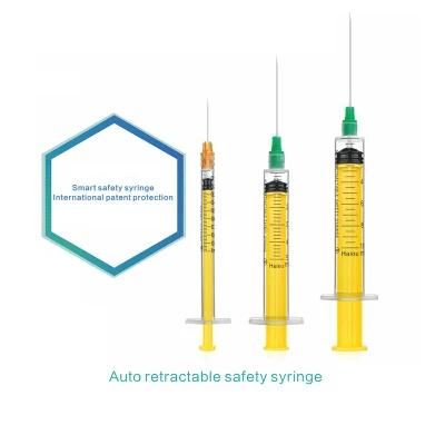 Auto Disable with Needle FDA 510K CE Retractable Needle Safety Syringe