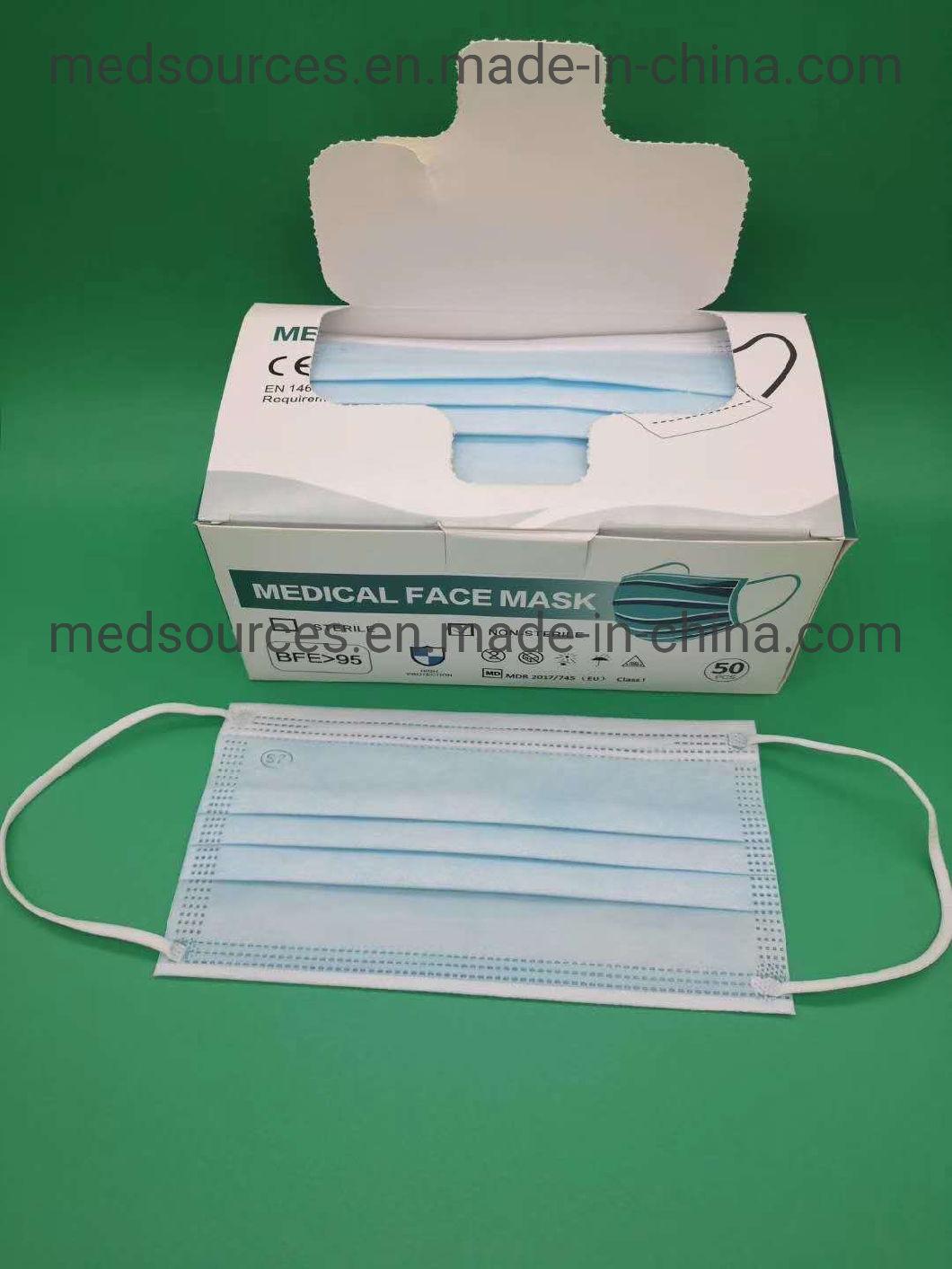 Surgical/Hospital/Medical/Protective/Safety/Nonwoven Activated Carbon Dust/Paper/Dental/SMS/Mouth 3ply Disposable Face Mask with Elastic Ear-Loops/Tie-on
