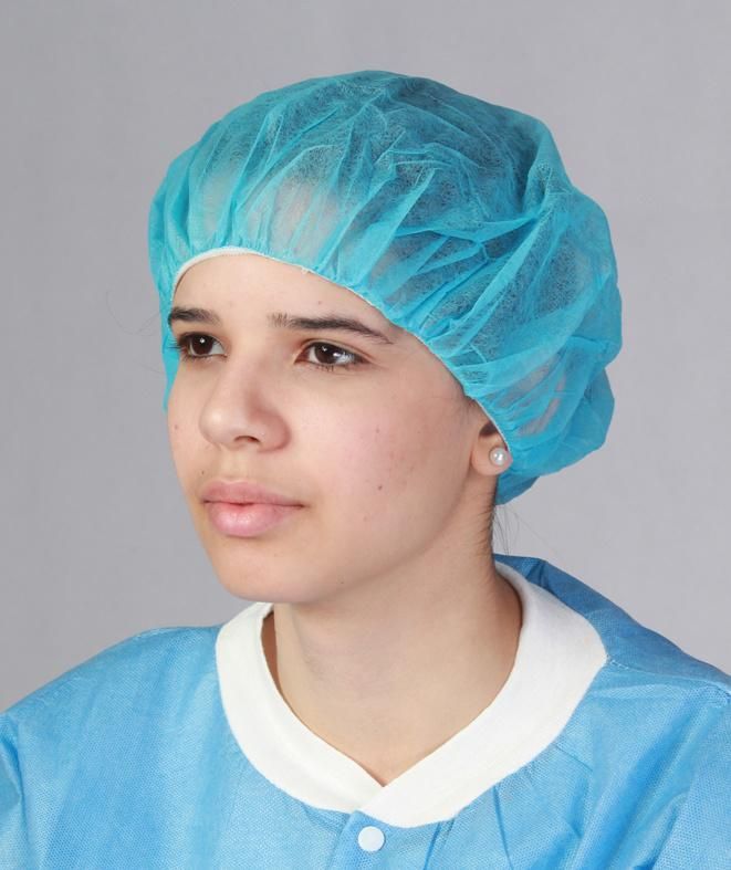 White Color Disposable Non Woven PP Bouffant Cap Hair Net for Industry