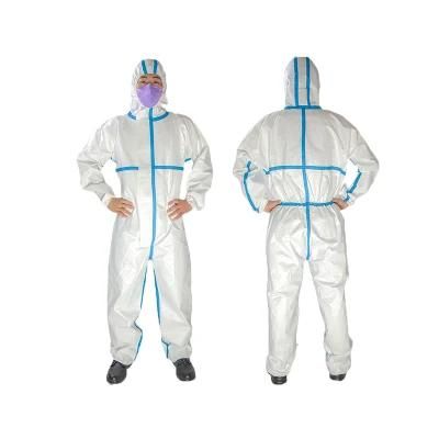 2022 New Design Disposable OEM Rubber Strip Sterile Hazmat Suit Chemical Protective Clothing