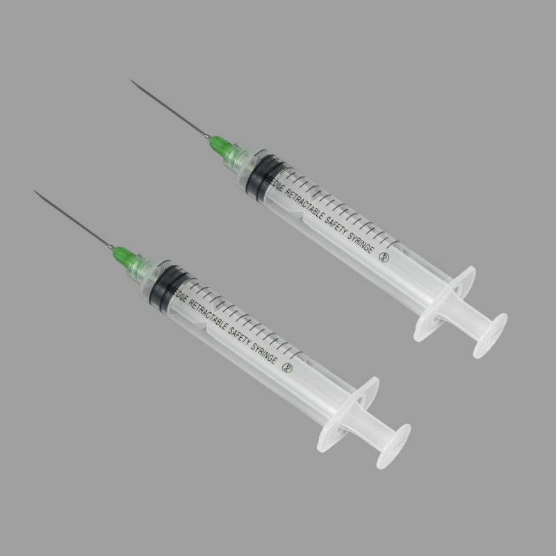 CE/FDA Approved Manual Retractable Safety Syringe 1/3/510ml for Hypodermic Injection