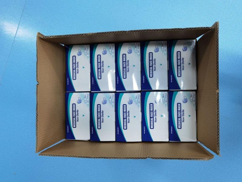 CE En 14683 Type Iir Medical Facemask 3 Ply Disposable Face Mask Box 50PCS