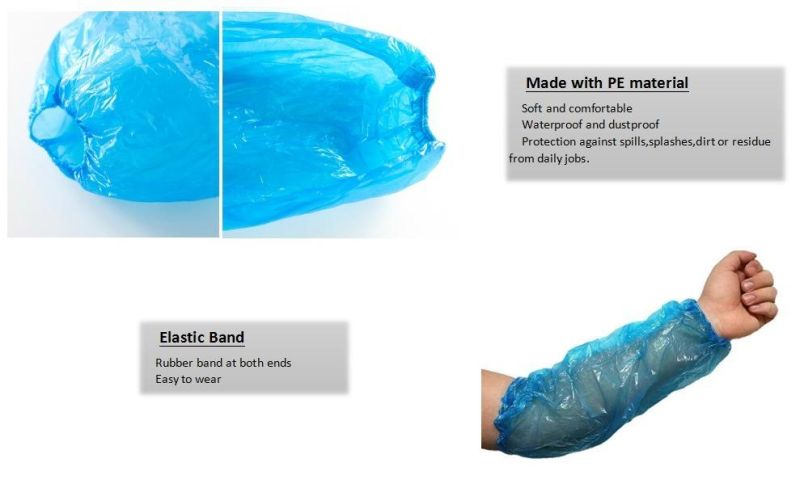 Disposable PE Sleeve Covers Waterproof Arm Covers Blue Factory Supplier