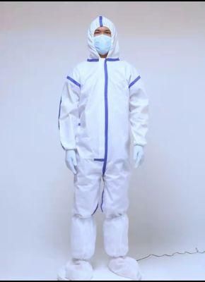 Disposable Blue Taped Microporous Laminated Protective Clothes Safety Coverall
