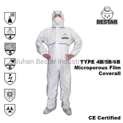 En14126 Anti-Virus Type 456 Nonwoven Protective Suit Microporous Coverall