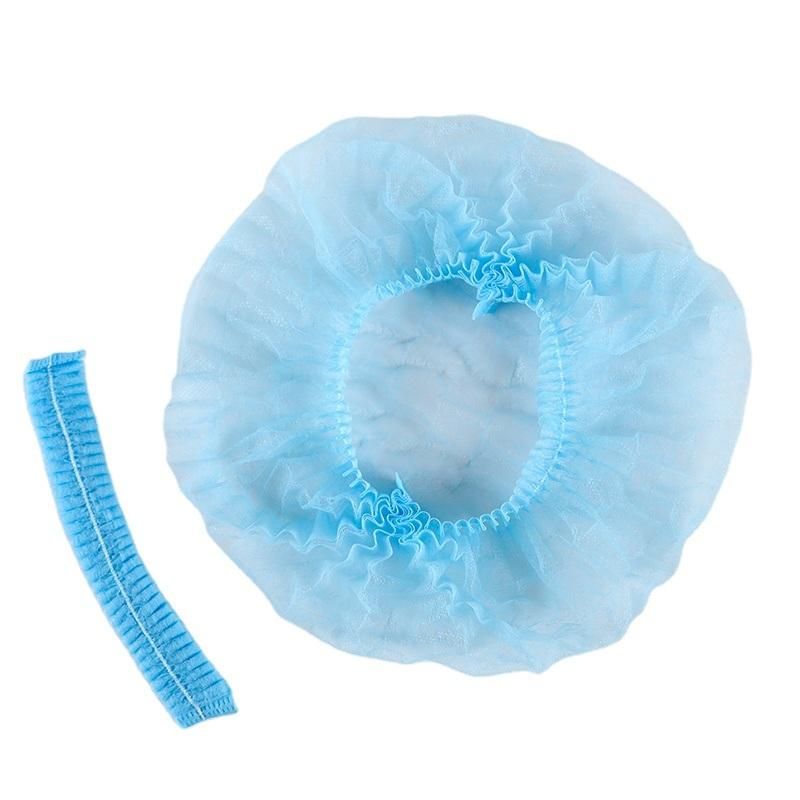 Disposable PP Non Woven Strip Clip Cap Bouffant Head Cover Hair Net Surgical Doctor Hat Round Mob Cap