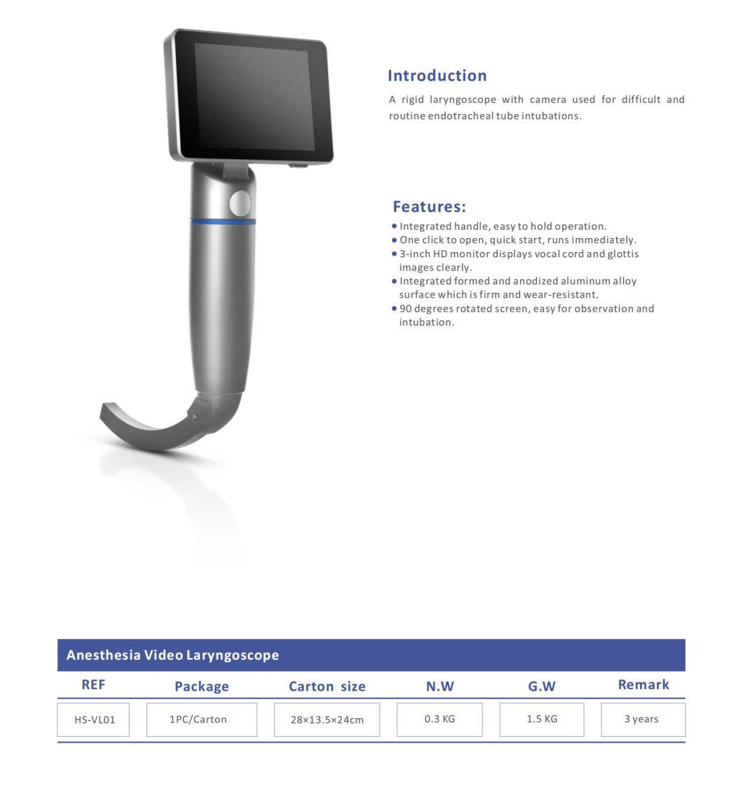 China Factory Supply HS-Vl01 Anesthesia Video Laryngoscope