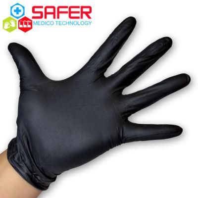 Powder Free Black Disposable Nitrile Examination Gloves with CE En455 FDA