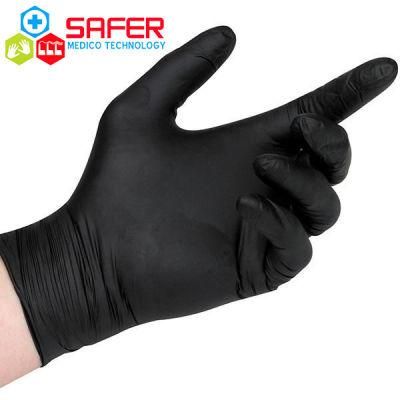 Disposable Powder Free Black Nitrile Gloves Size From S to XL