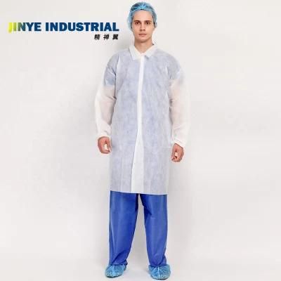 Cotton Knitted Collar Laboratory Coats White Laboratory Coats for Single Use